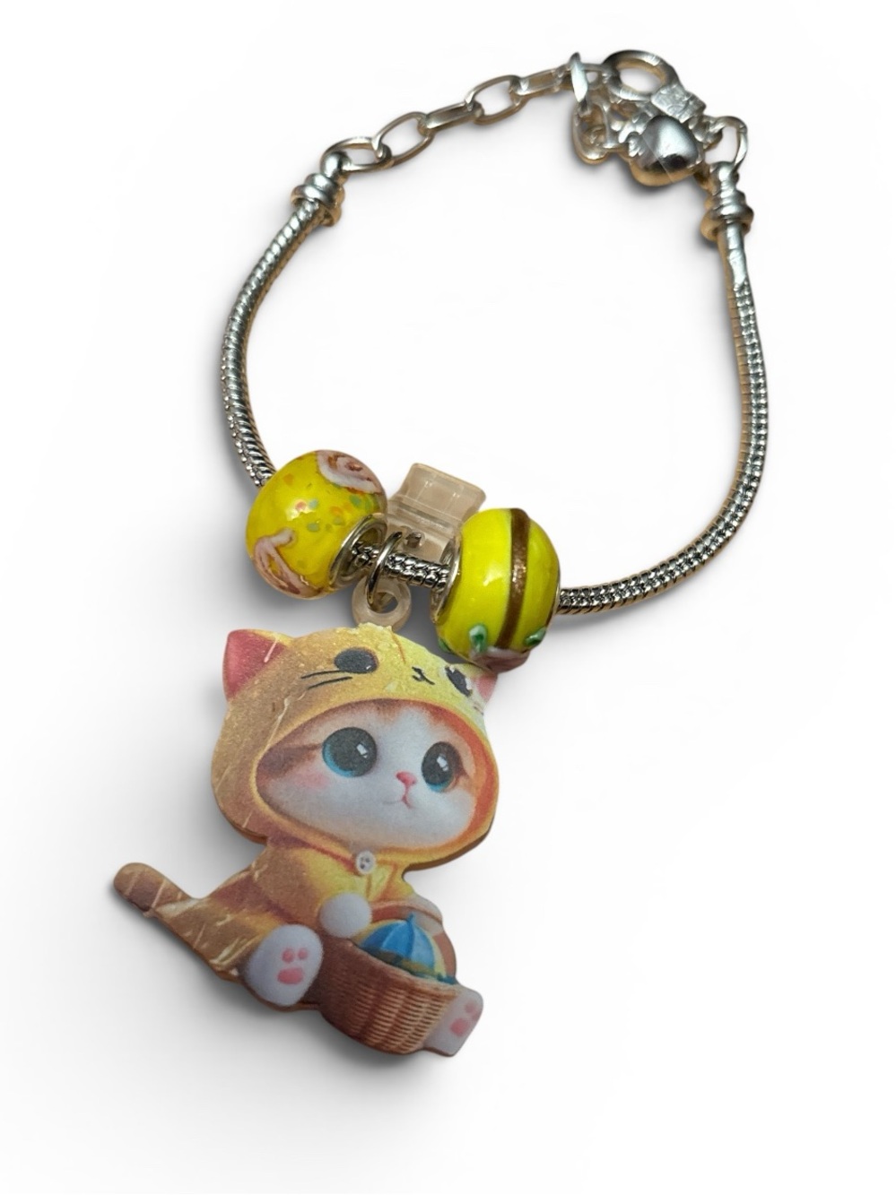 Artisan made Cute Cat Charm Bracelet with Yellow Beads - Picture 2 of 2